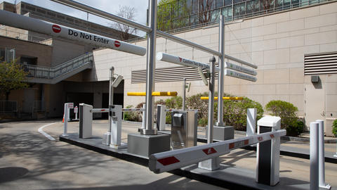 Entrance gates to 10 Everett Parking Garage