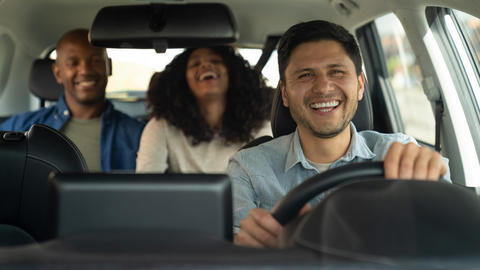 Three people carpooling