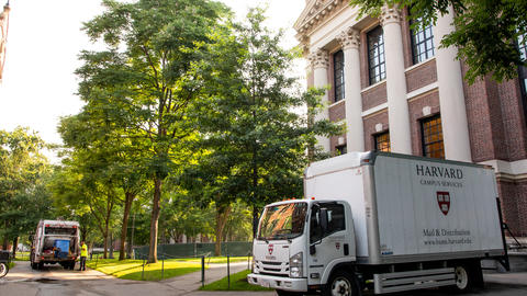 HUMS box truck at Widener Library