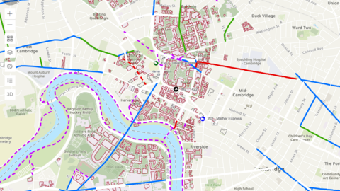 transportation map of Harvard Square