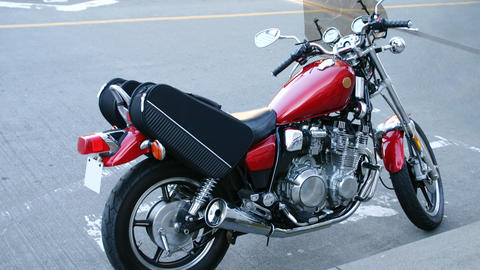 Red motorcycle parked