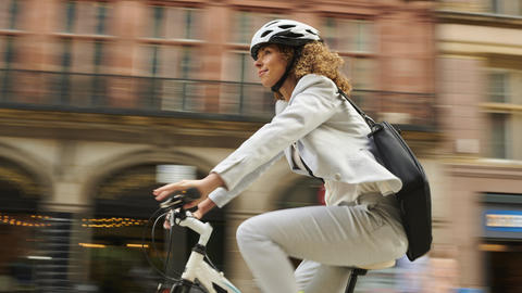 Person riding a bike to work