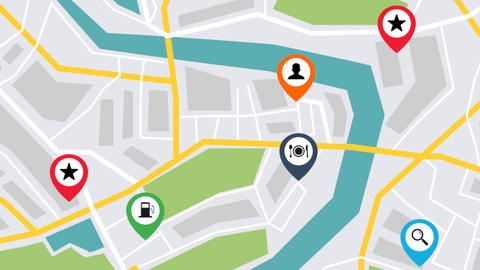 Drawing of map with River and geotags