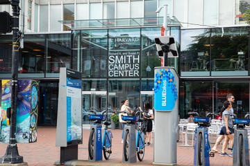 Bluebikes station in front of the Smith Campus Center