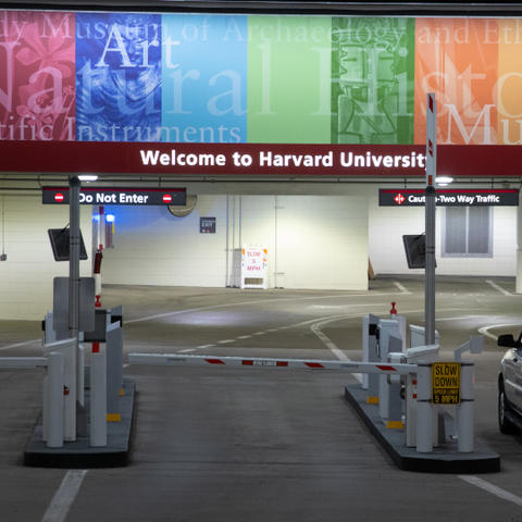 Car entering parking garage