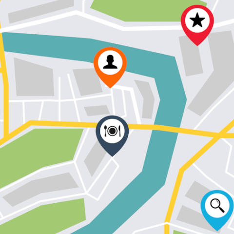 Drawing of map with River and geotags