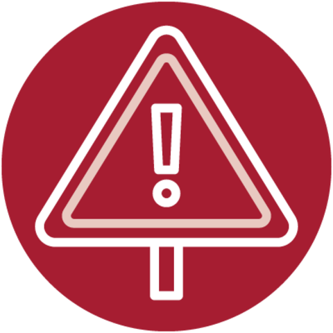 Logo with caution triangle and exclamation point